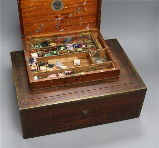 A Regency writing slope and an artists box